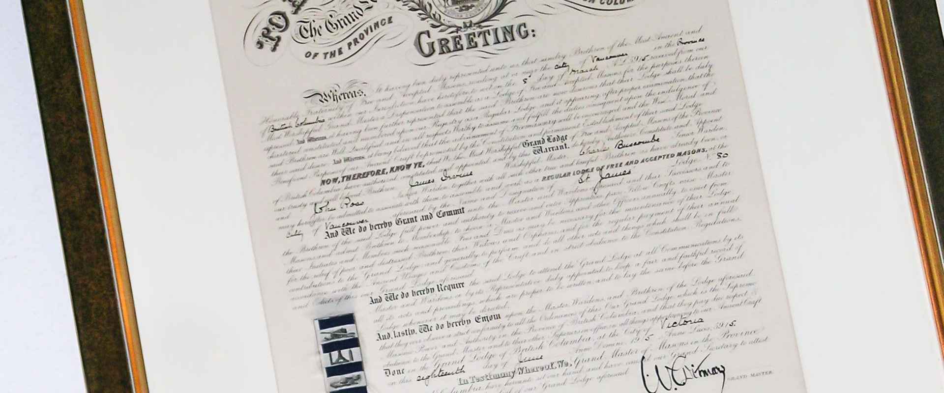 a photo of the St. James Lodge Charter.