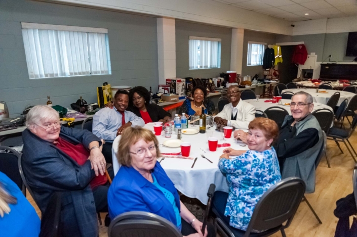 A table shot of the guests at the st james ladies night 2019 dinner.