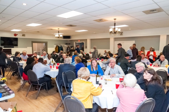 A table shot of the guests at the st james ladies night 2019 dinner.